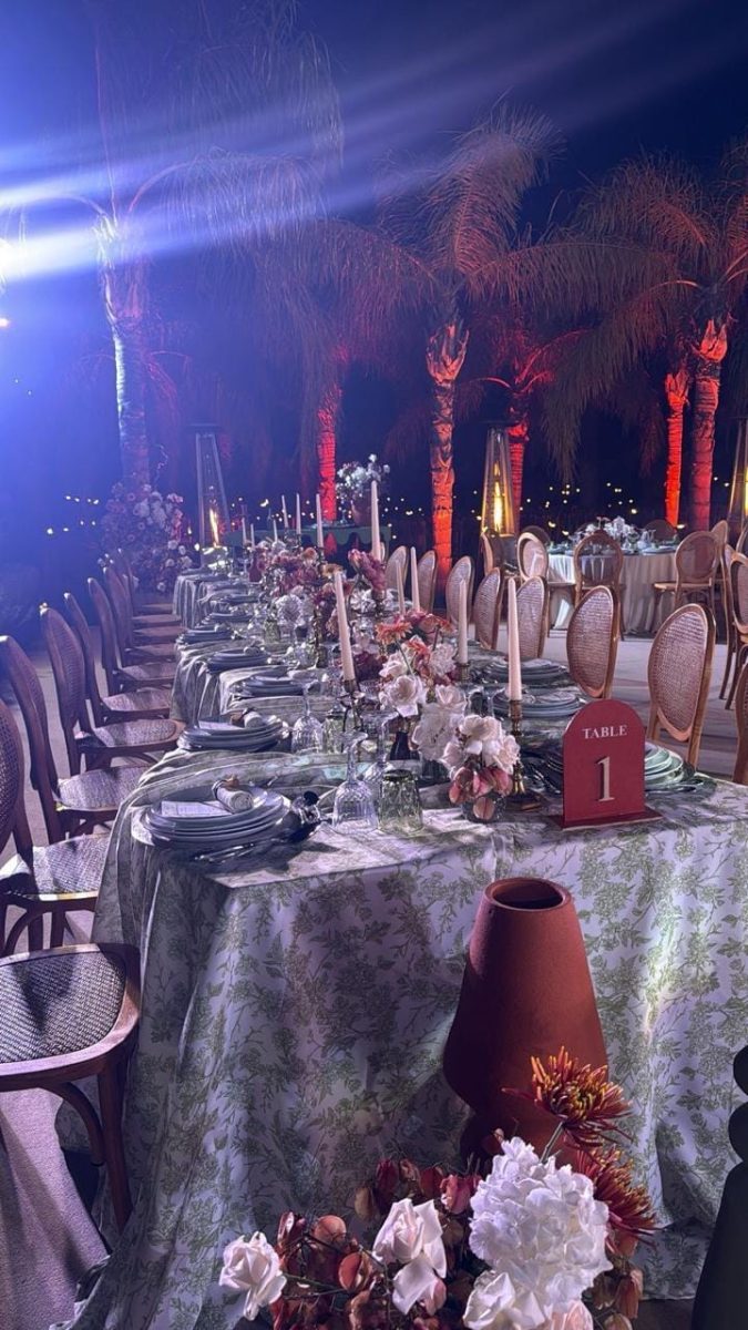 Décoration de mariage extérieure de nuit