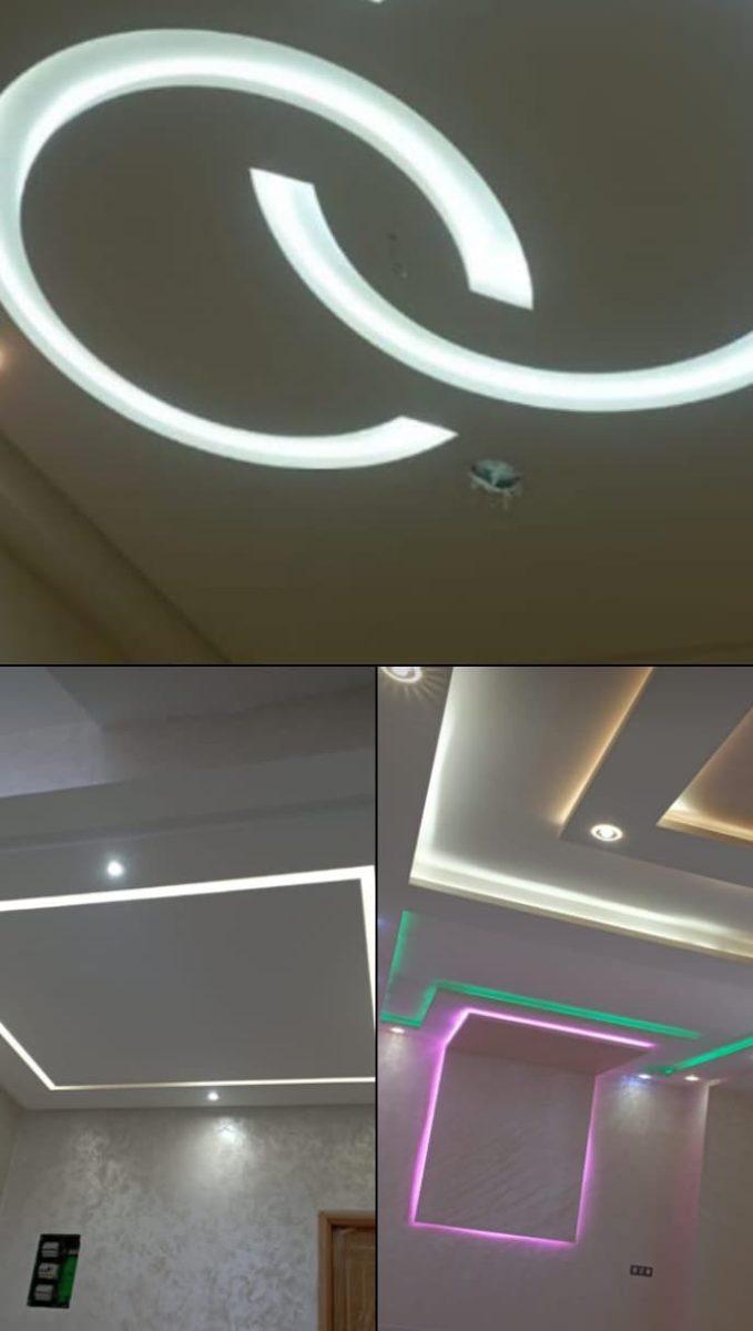 Montage de faux plafonds à éclairage LED