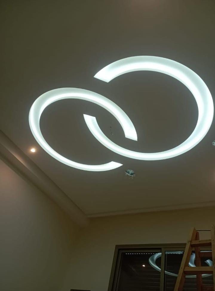 Plafond lumineux à deux cercles LED entrelacés