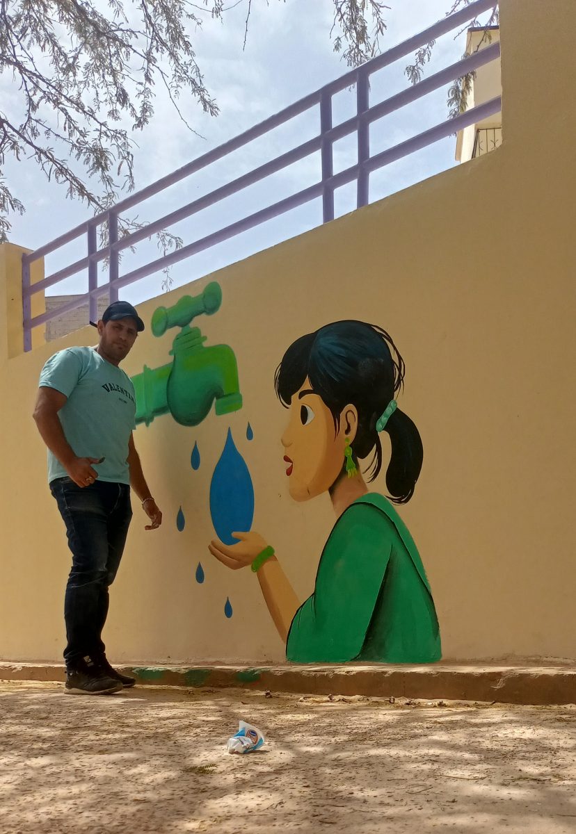 Fresque murale décorative sur le thème de l'eau
