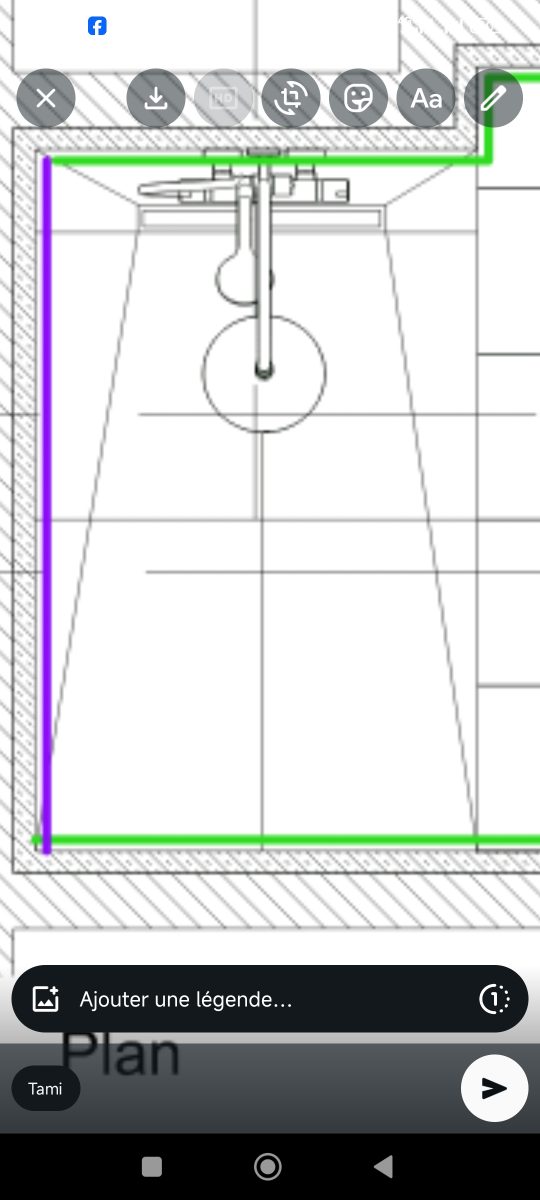 Plan d'implantation d'un plan vasque de salle de bain
