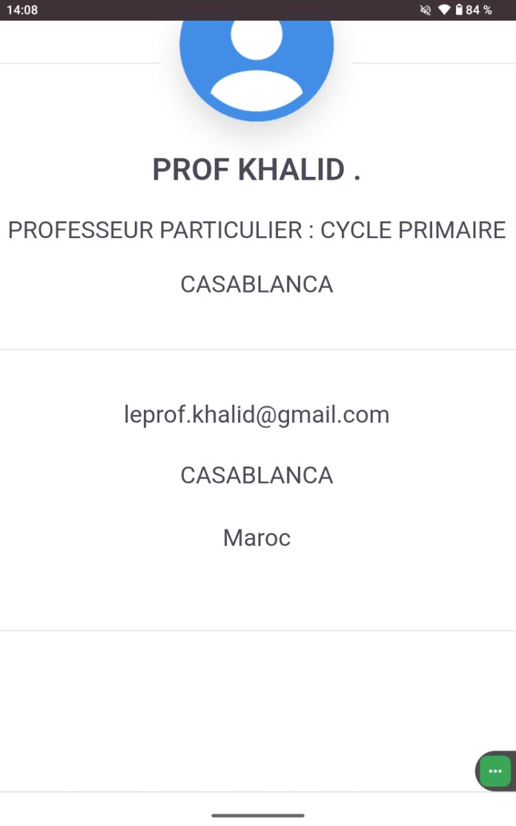 Fiche de profil d'un professeur particulier (cycle primaire)