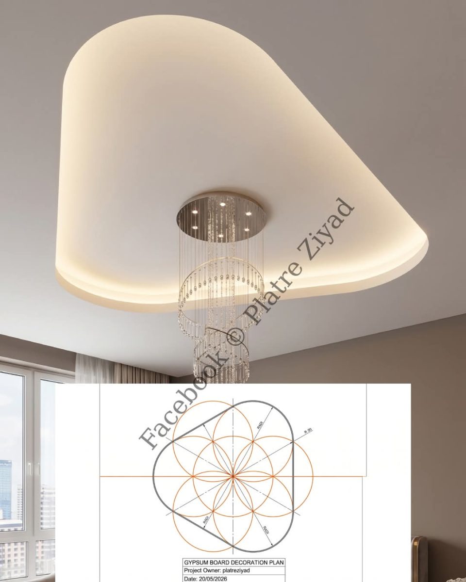 Grand faux plafond à caissons à gorge LED et suspension étoilée