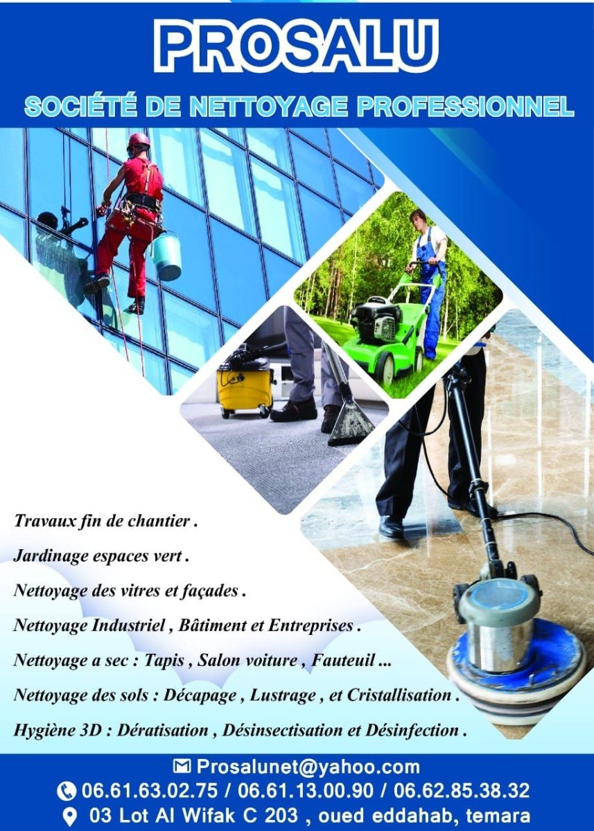 Affiche publicitaire d'une société de nettoyage professionnel