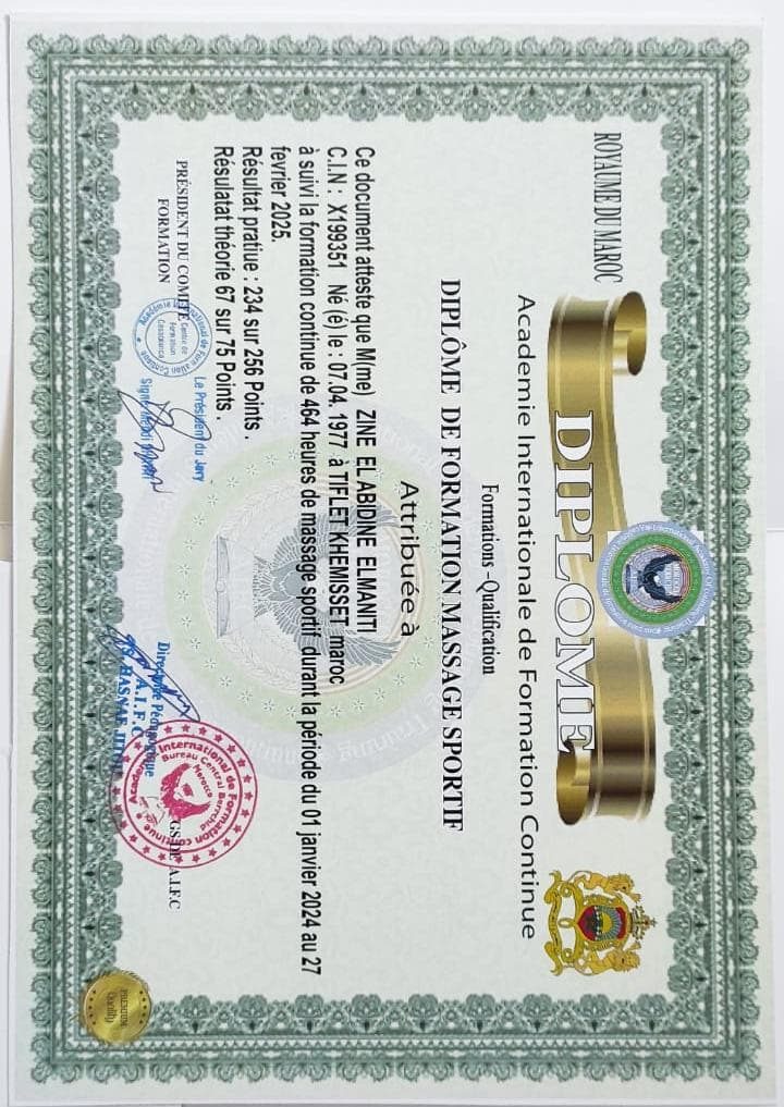 Diplôme de formation en massage sportif