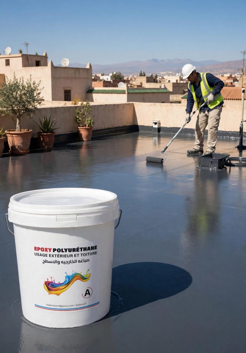 Application d'une résine epoxy sur un toit-terrasse