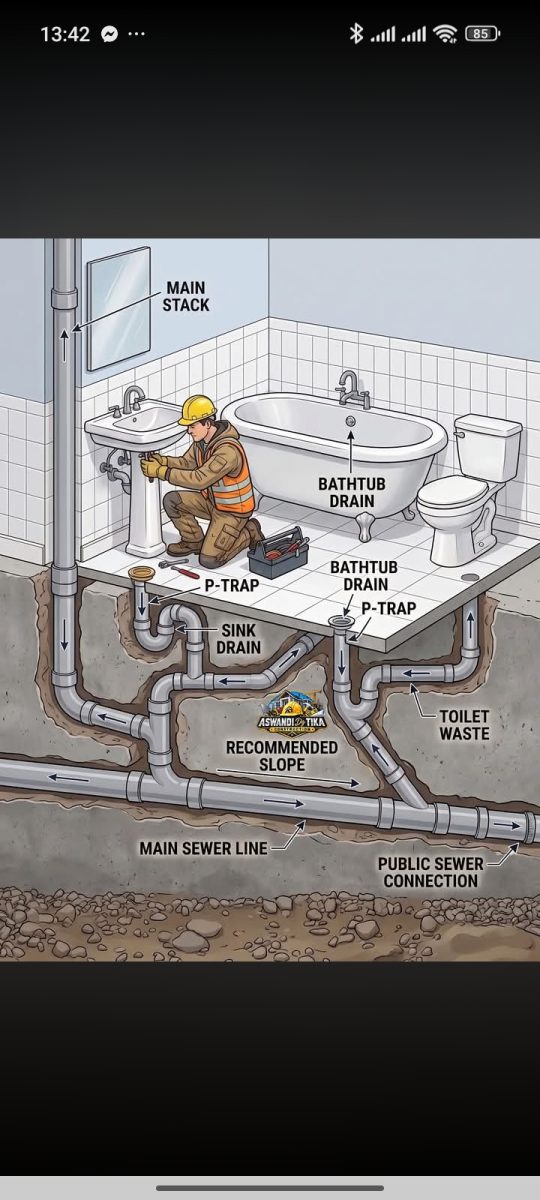 Schema d'evacuation de salle de bain