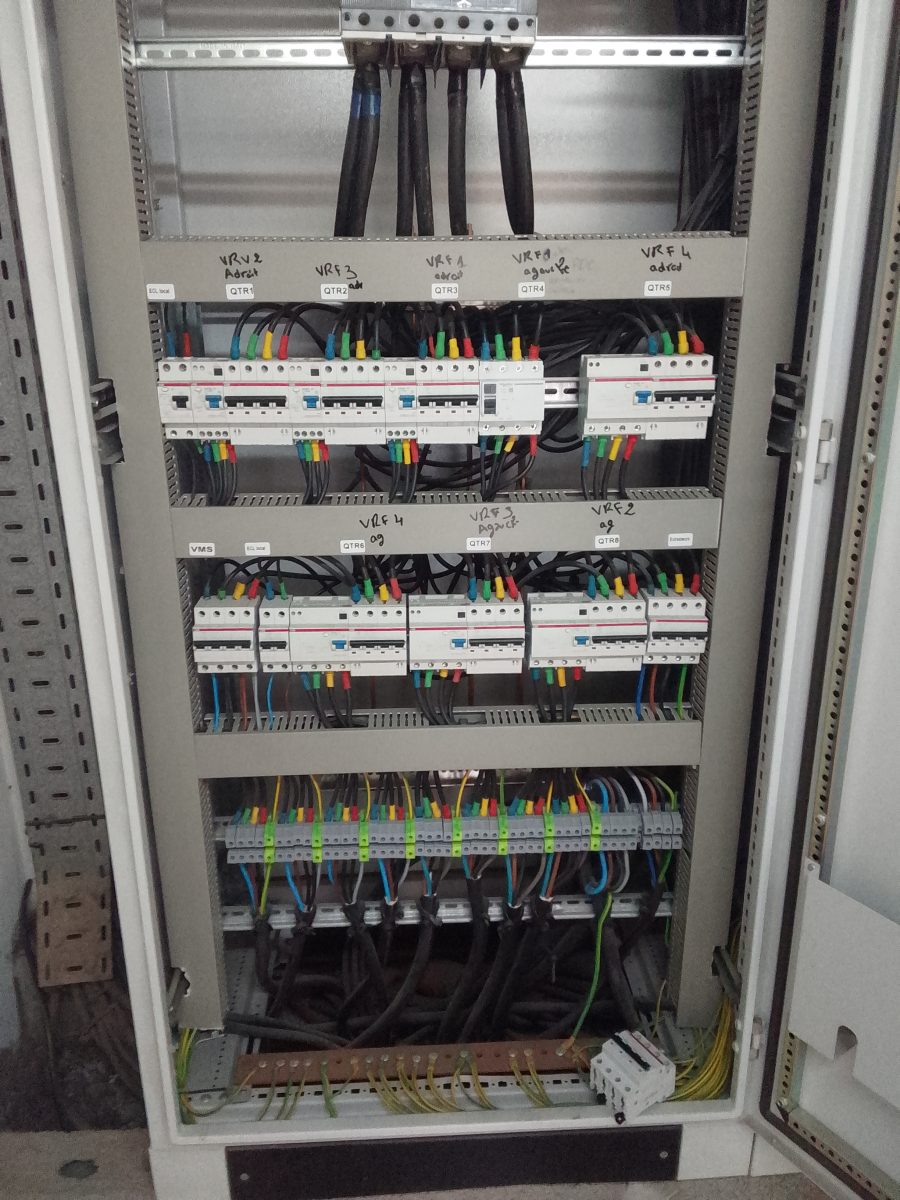 Armoire électrique câblée pour une installation de climatisation VRF