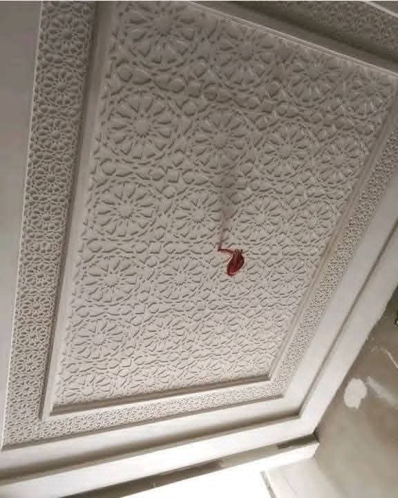 Plafond en plâtre sculpté à motif zellige ajouré dense