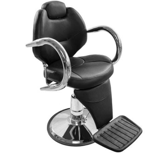 Fauteuil de barbier inclinable en simili-cuir noir