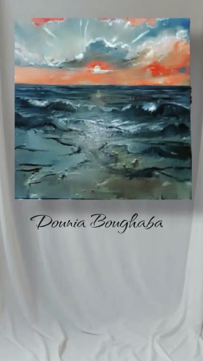 Tableau marine d'un coucher de soleil sur la mer