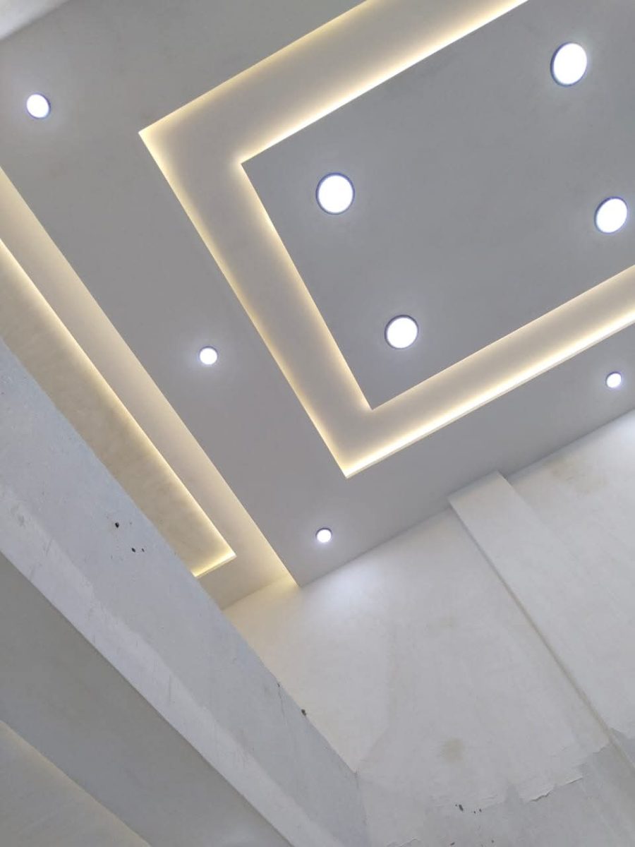Faux plafond plâtre à caissons