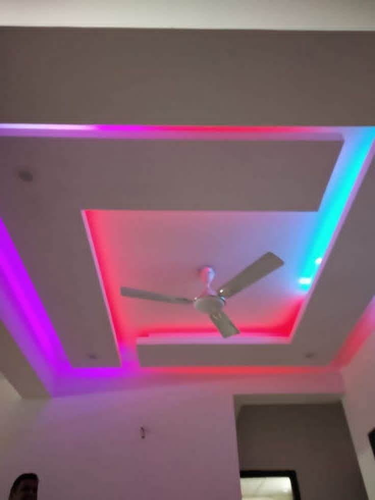 Faux plafond à cadre carré rétroéclairé LED RGB avec ventilateur
