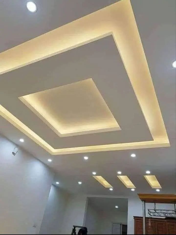 Faux plafond plâtre à caissons concentriques