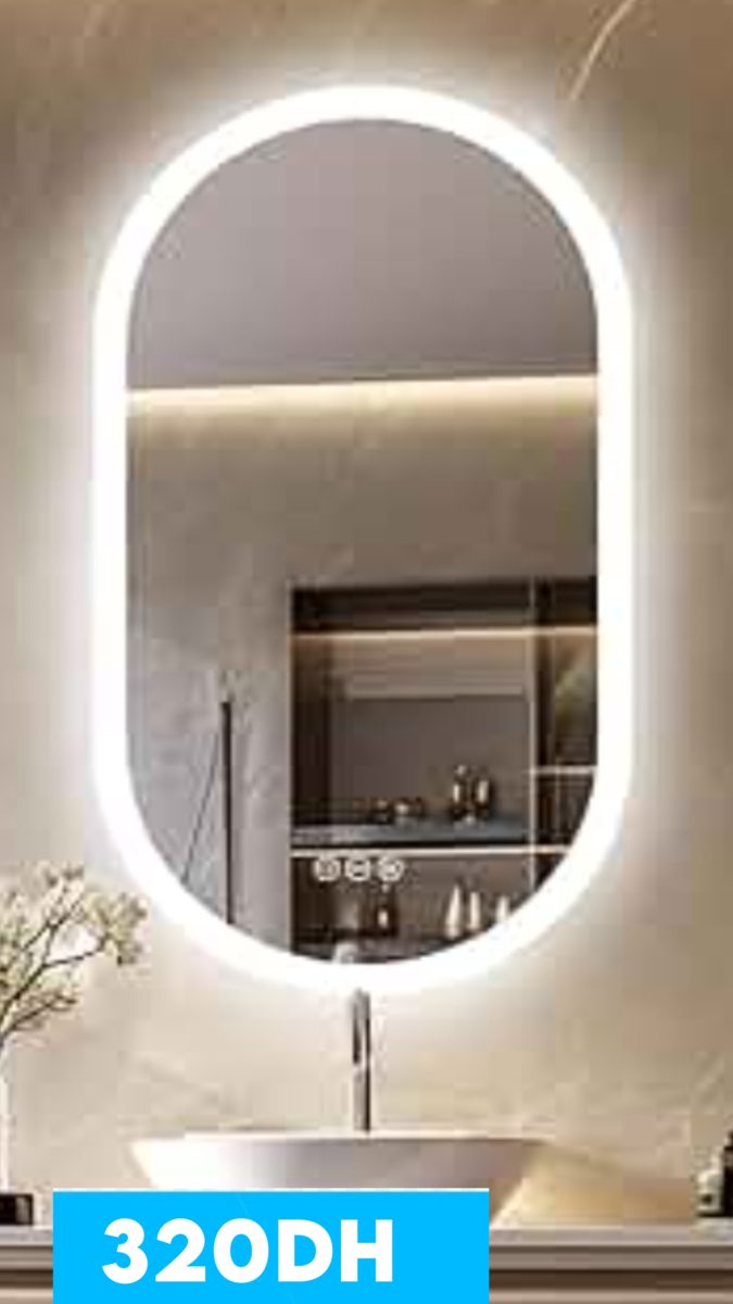 Miroir de salle de bain ovale rétro-éclairé LED