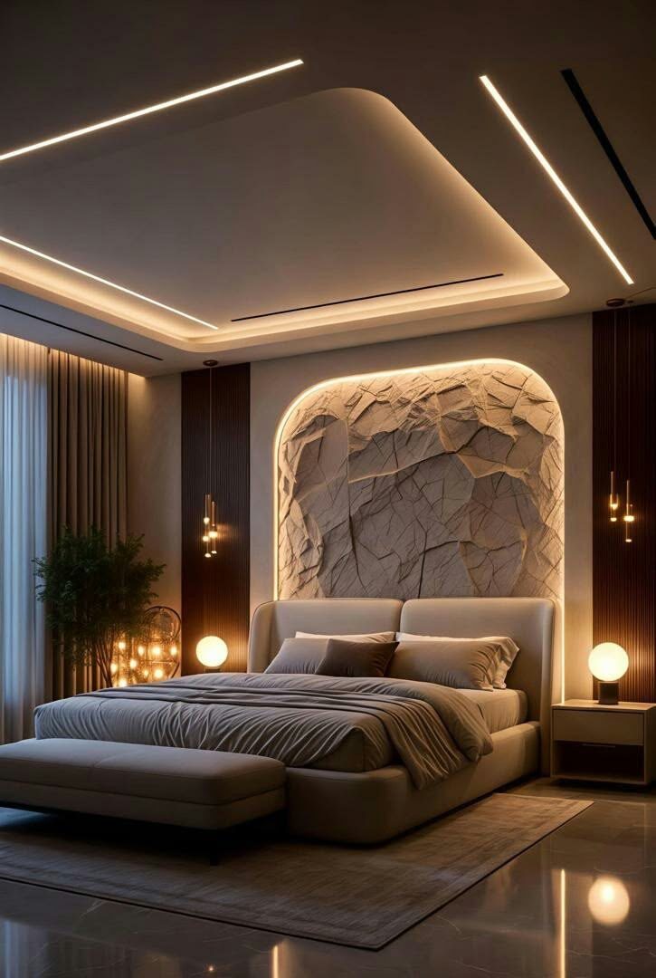 Chambre à panneau mural en pierre sculptée rétro-éclairé