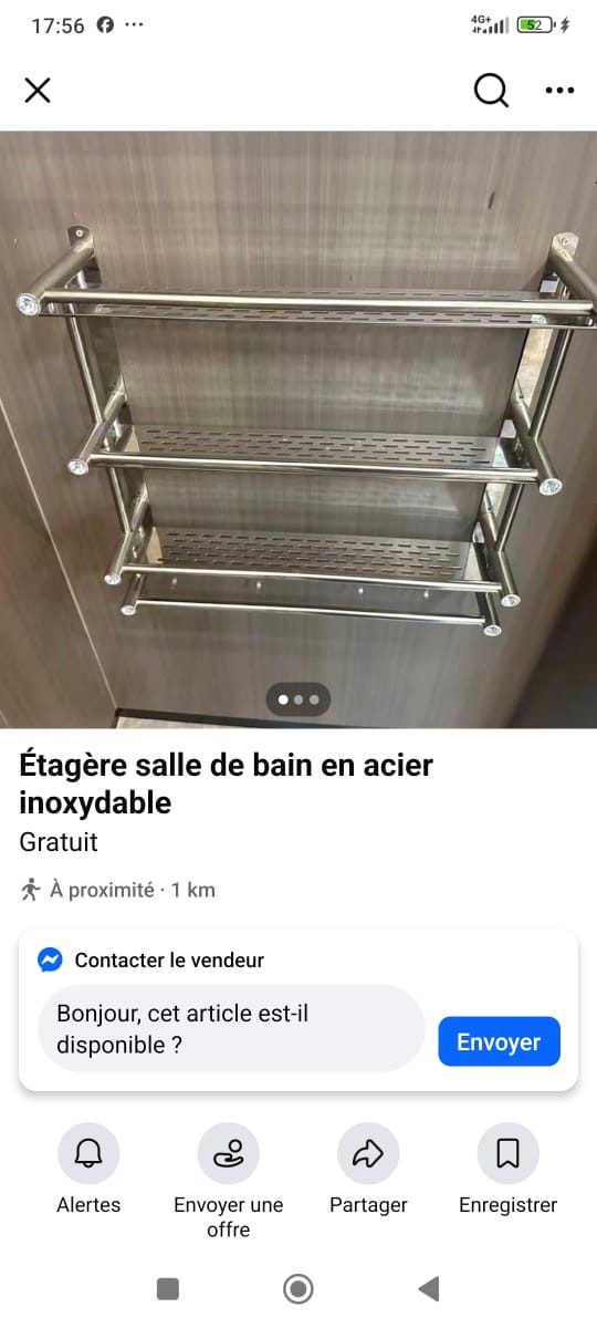 Étagère de salle de bain à trois niveaux en inox