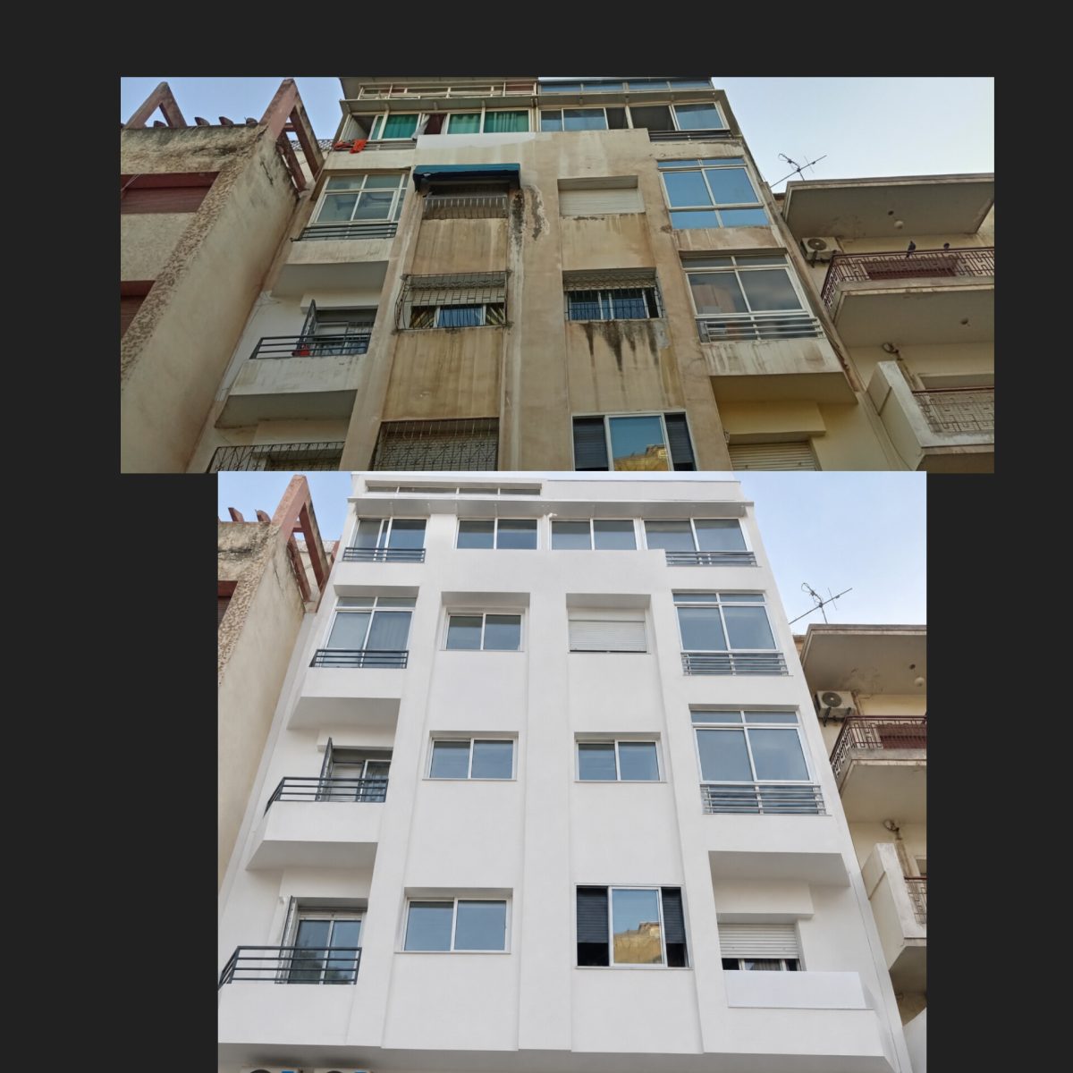 Avant-après d'un ravalement de façade d'immeuble