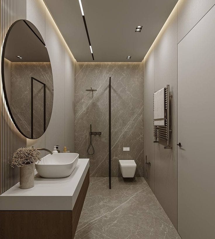 Salle de bain moderne effet marbre