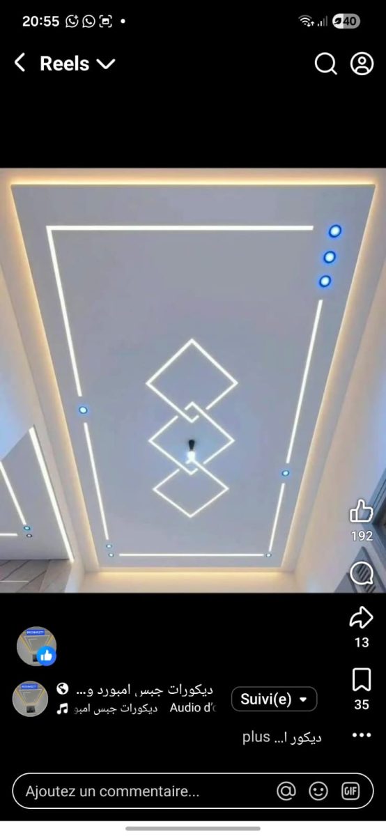 Faux plafond plâtre avec éclairage LED