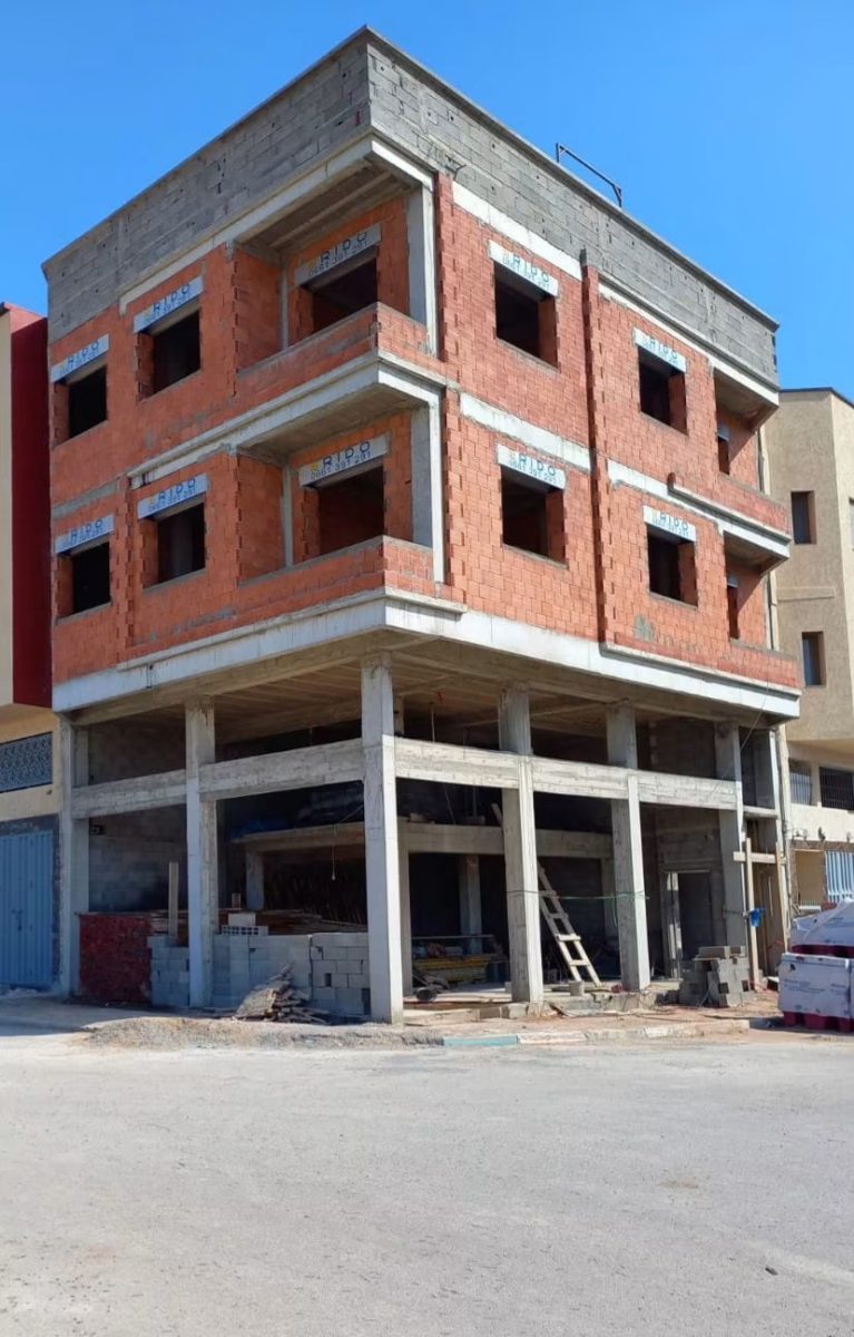 Immeuble en structure béton et remplissage briques, en cours