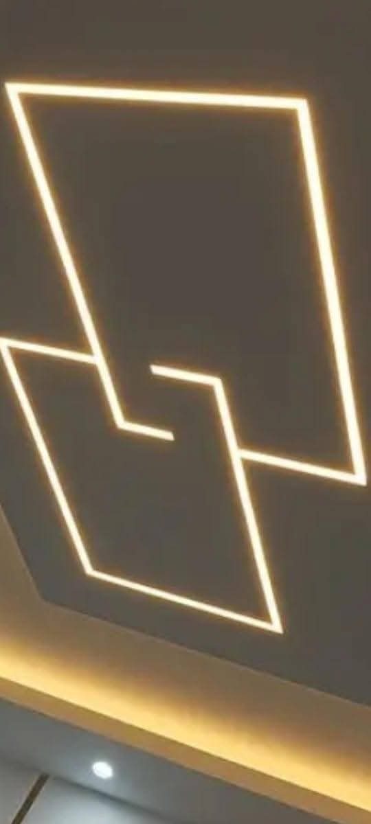 Faux plafond à deux rectangles lumineux LED imbriques