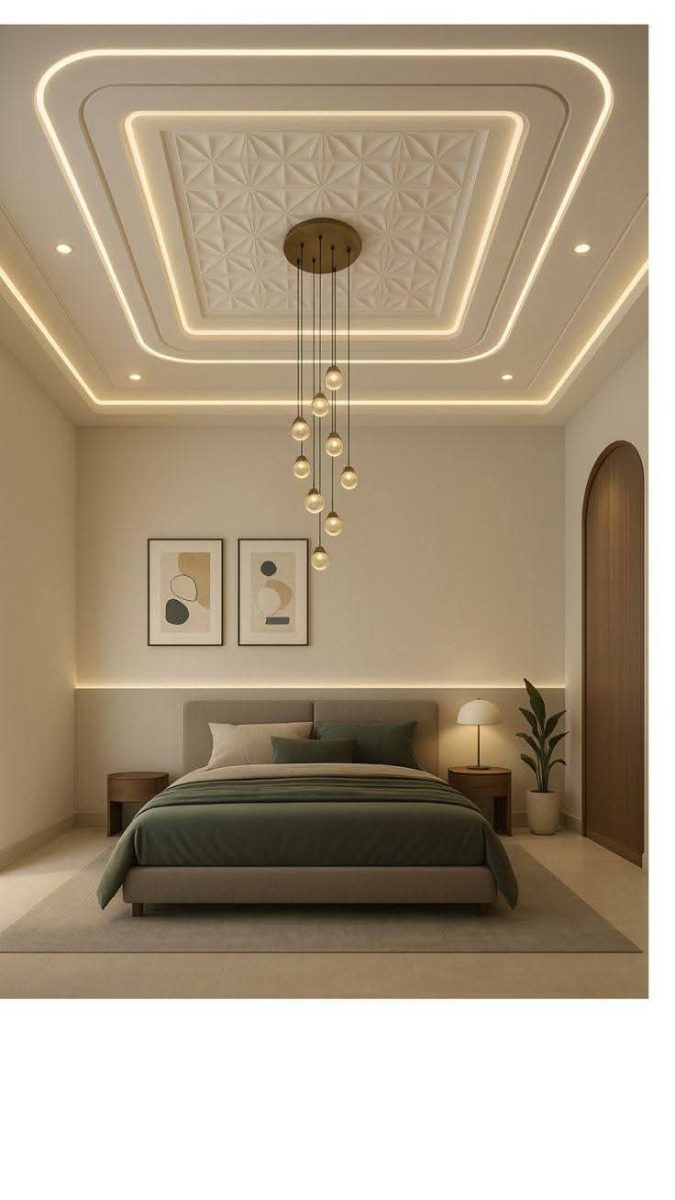 Faux plafond plâtre courbe à LED