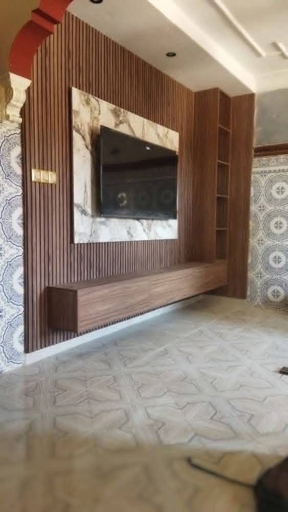 Meuble TV en marbre et bois