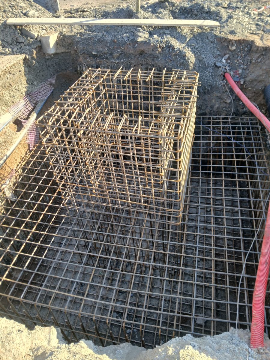 Ferraillage d'une semelle de fondation en fouille