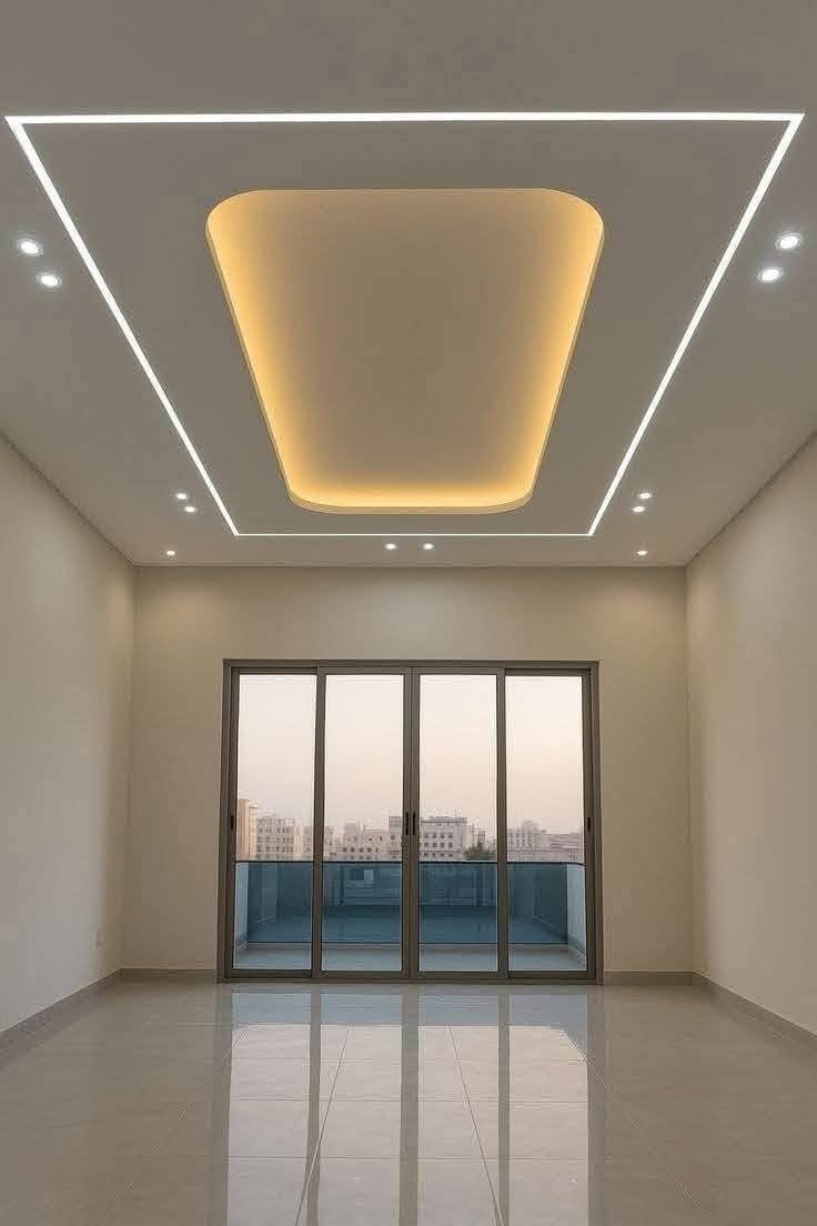 Faux plafond en plâtre à caisson central rétroéclairé