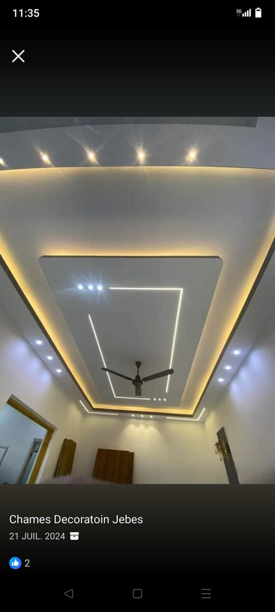 Faux plafond à gorge LED et ventilateur