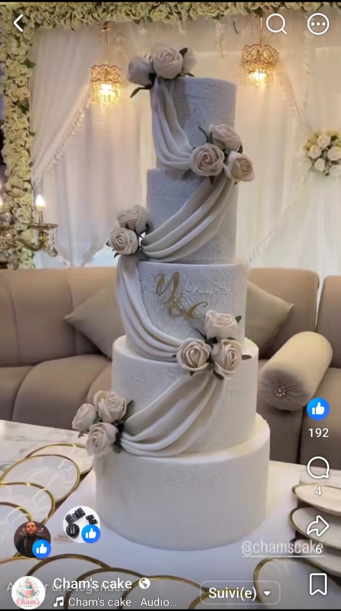 Wedding cake gris perle à six étages
