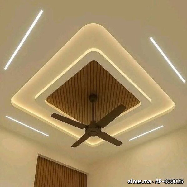 Faux plafond plâtre et bois à LED