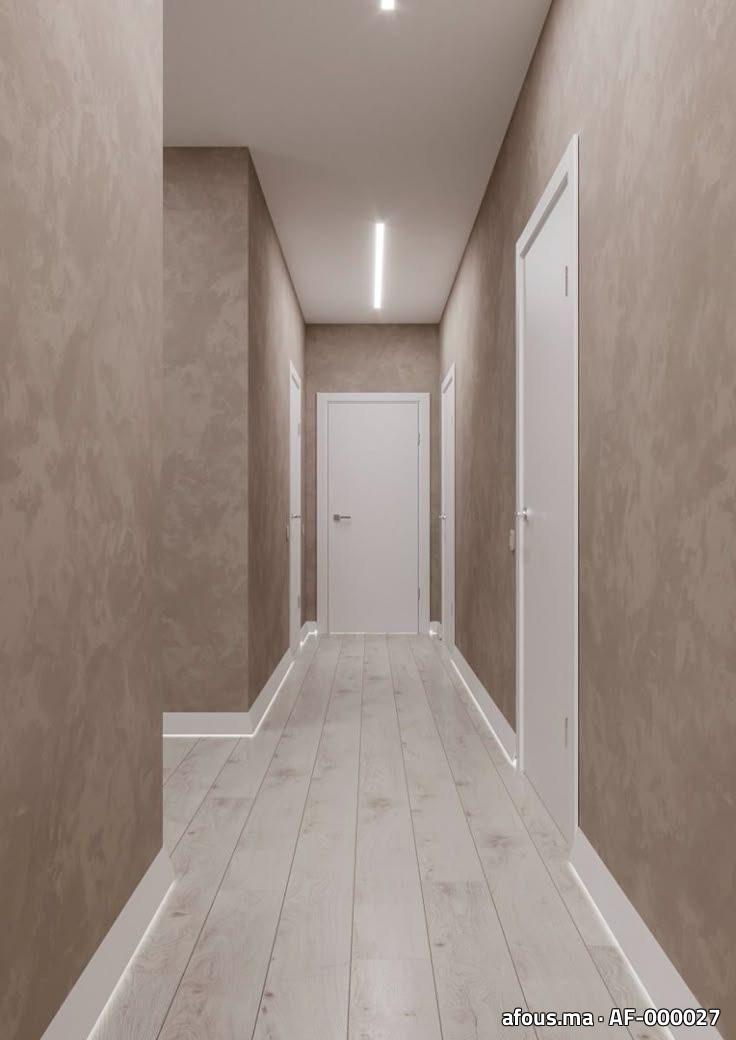 Couloir à enduit décoratif taupe — Oujda
