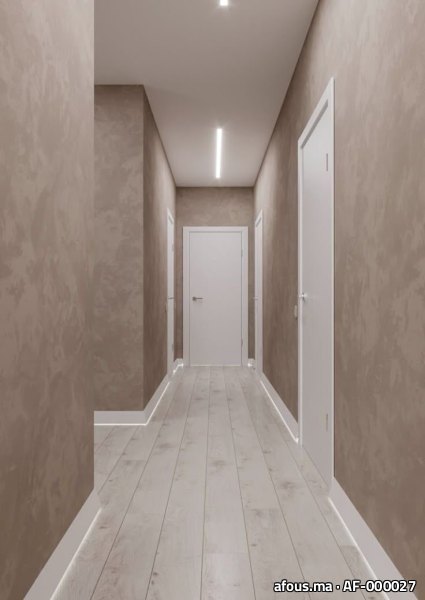 Couloir à enduit décoratif taupe — Oujda