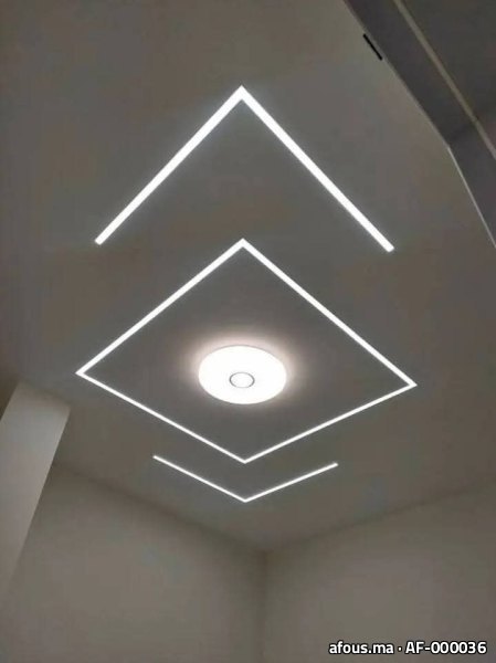 Faux plafond plâtre à losanges LED — Casablanca