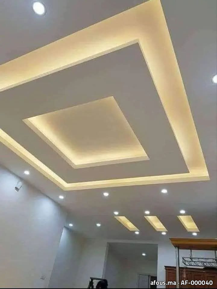 Faux plafond plâtre à caissons concentriques — Casablanca