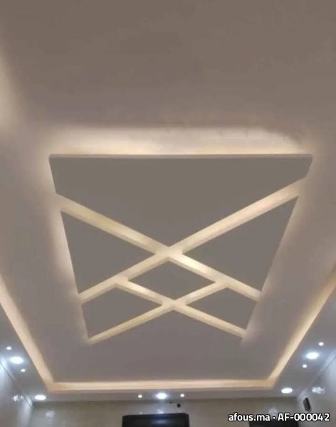 Faux plafond plâtre géométrique en croix — Casablanca