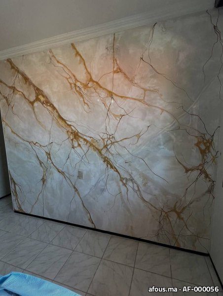 Mur en peinture décorative effet marbre onyx rétroéclairé