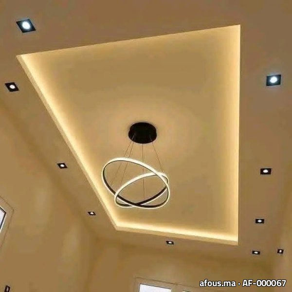 Faux plafond à cadre rétroéclairé LED et suspension à anneaux