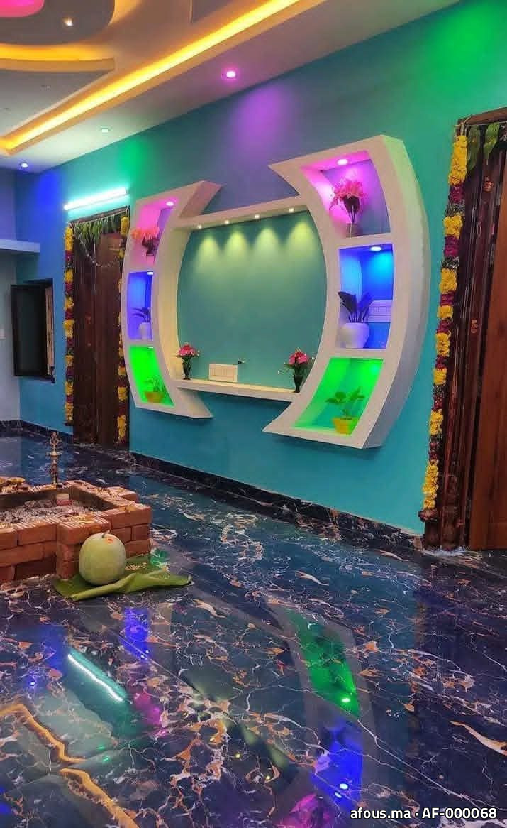 Meuble mural en plâtre à niches rétroéclairées LED RGB — Agadir