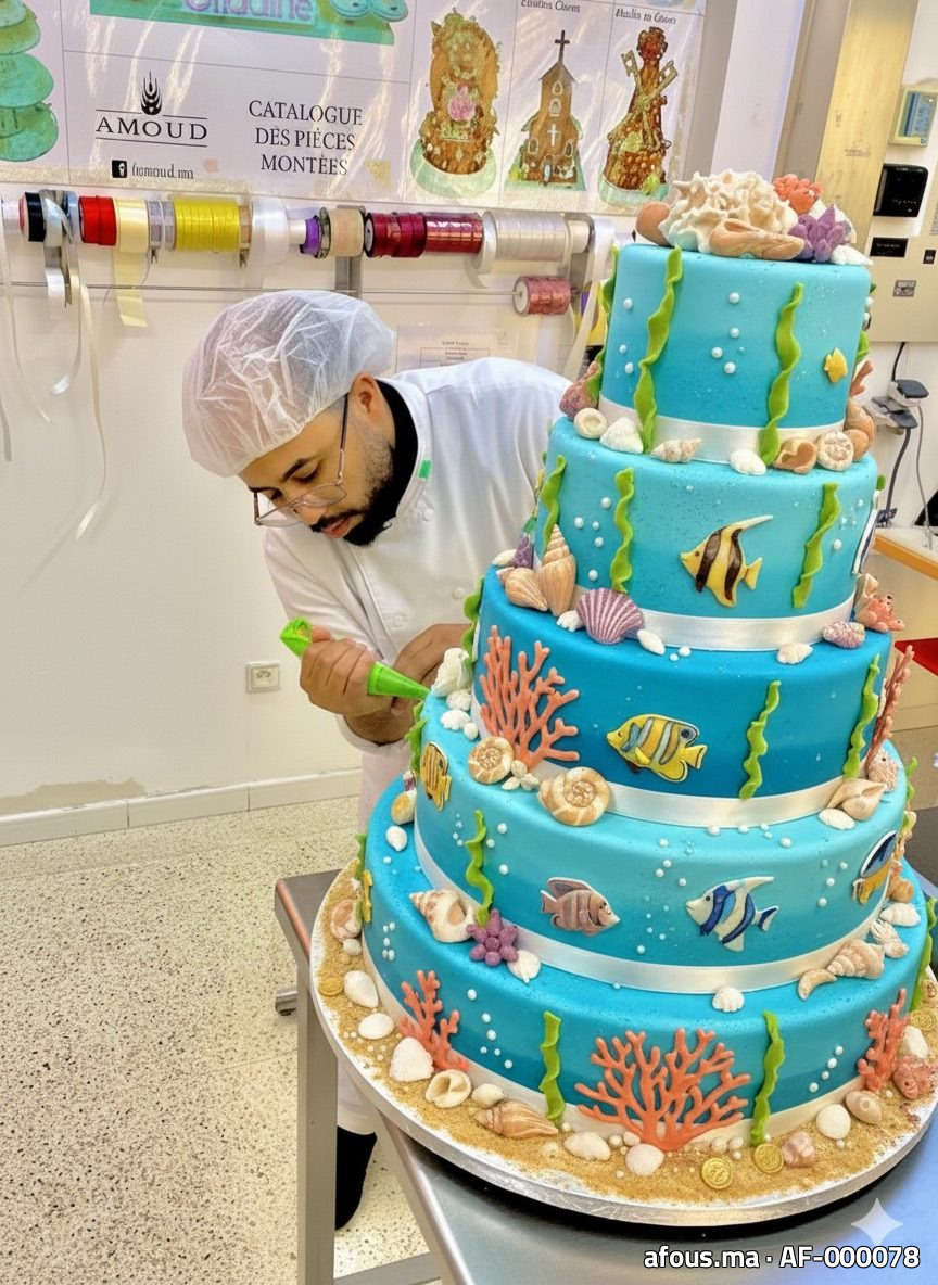 Pièce montée de mariage sur theme marin, en décoration — Casablanca