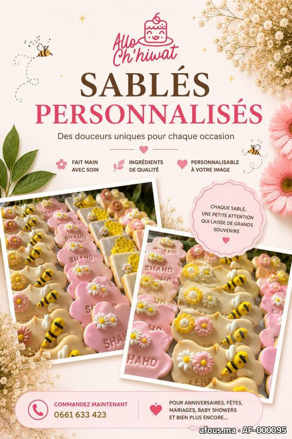 Sablés décorés personnalisés en forme de fleurs et d'abeilles — Rabat