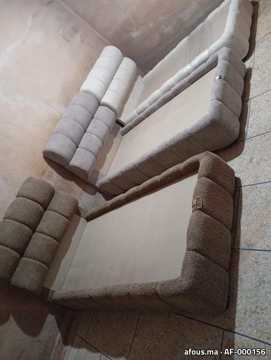 Banquette d'angle en tissu bouclette — Fès