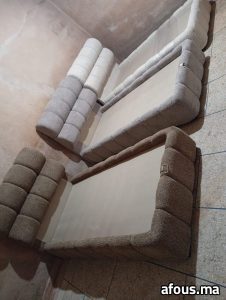 Banquette d'angle en tissu bouclette — Fès