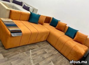 Canape d'angle en velours orange — Fès