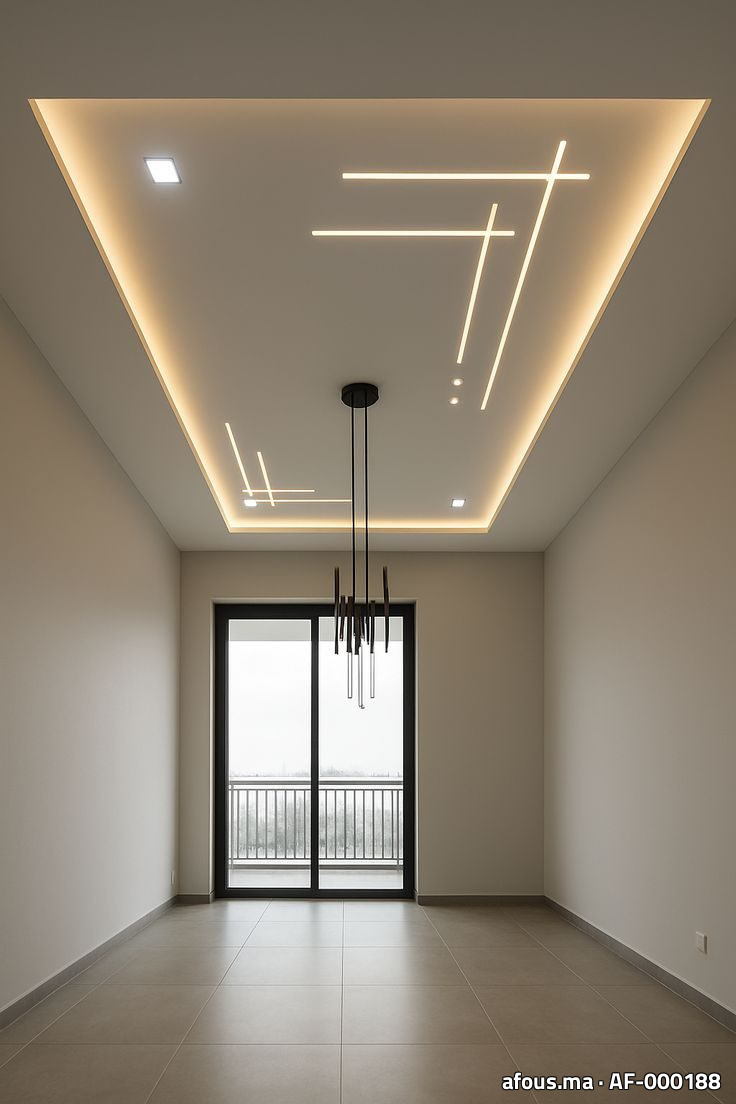 Faux plafond à lignes lumineuses LED et suspension tubulaire — Rabat