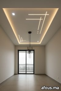 Faux plafond à lignes lumineuses LED et suspension tubulaire — Rabat