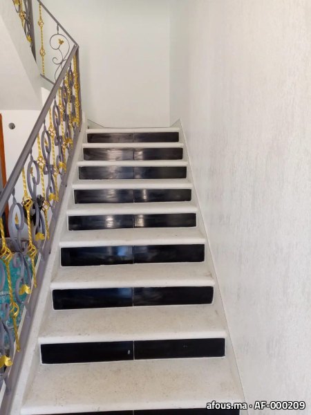 Escalier à girons marbre noir et contremarches blanches