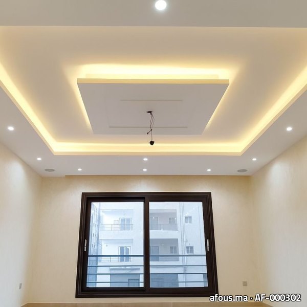 Faux plafond à cadre carré rétro-éclairé LED et gorge